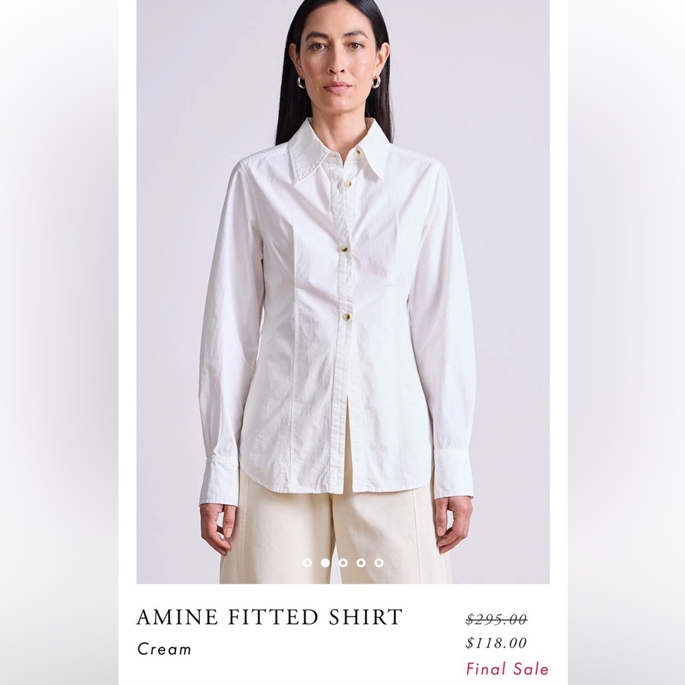 Apiece Apart Cream Tailored Button-Down Shirt